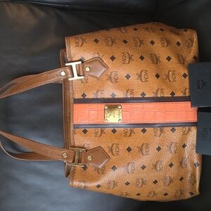 ⚡️Sale⚡️Like New - MCM Cognac Visetos Tote Bag (Card Included)